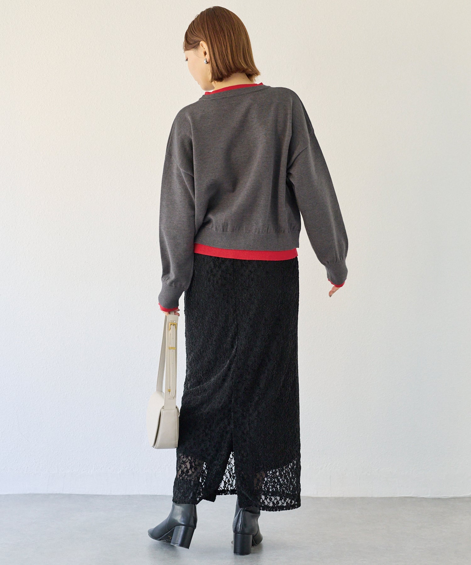 起毛レースナロースカート