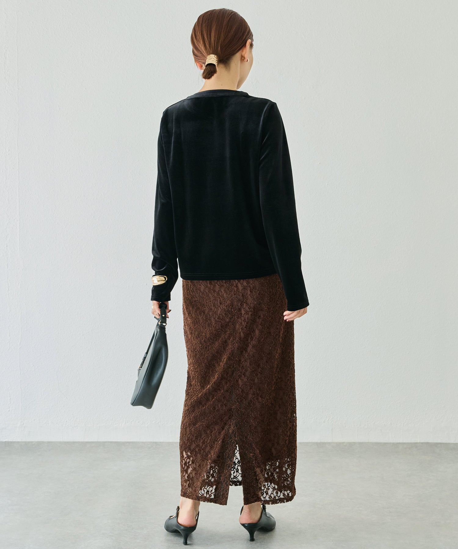 起毛レースナロースカート