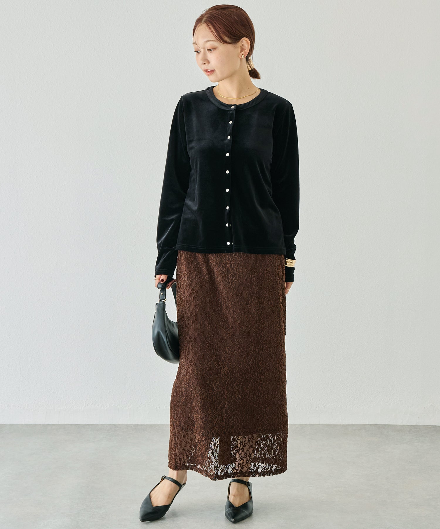 起毛レースナロースカート