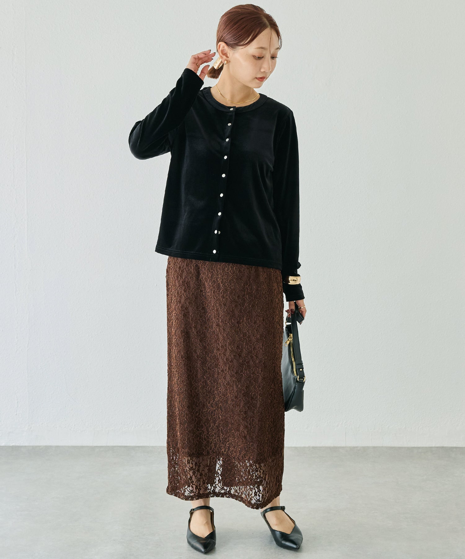 起毛レースナロースカート