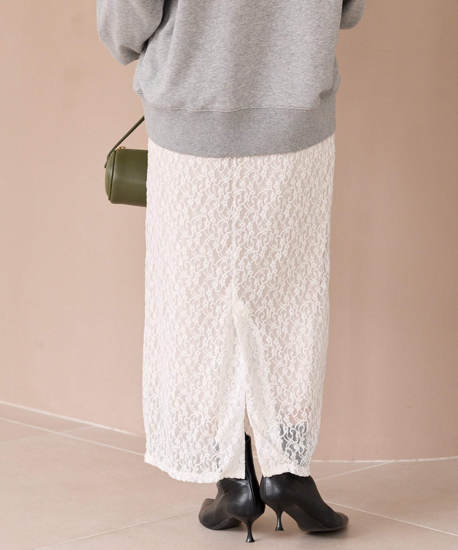 起毛レースナロースカート