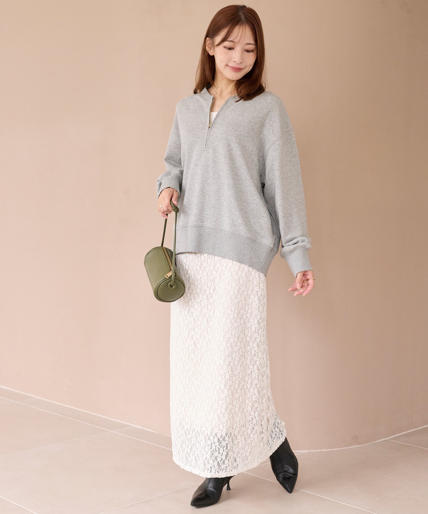 起毛レースナロースカート