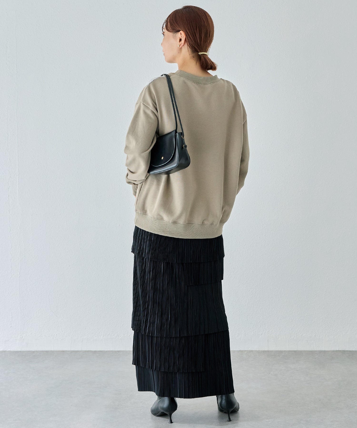 レース配色スウェットプルオーバー