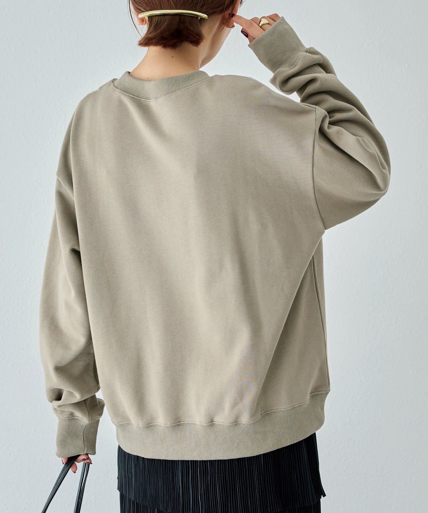 レース配色スウェットプルオーバー