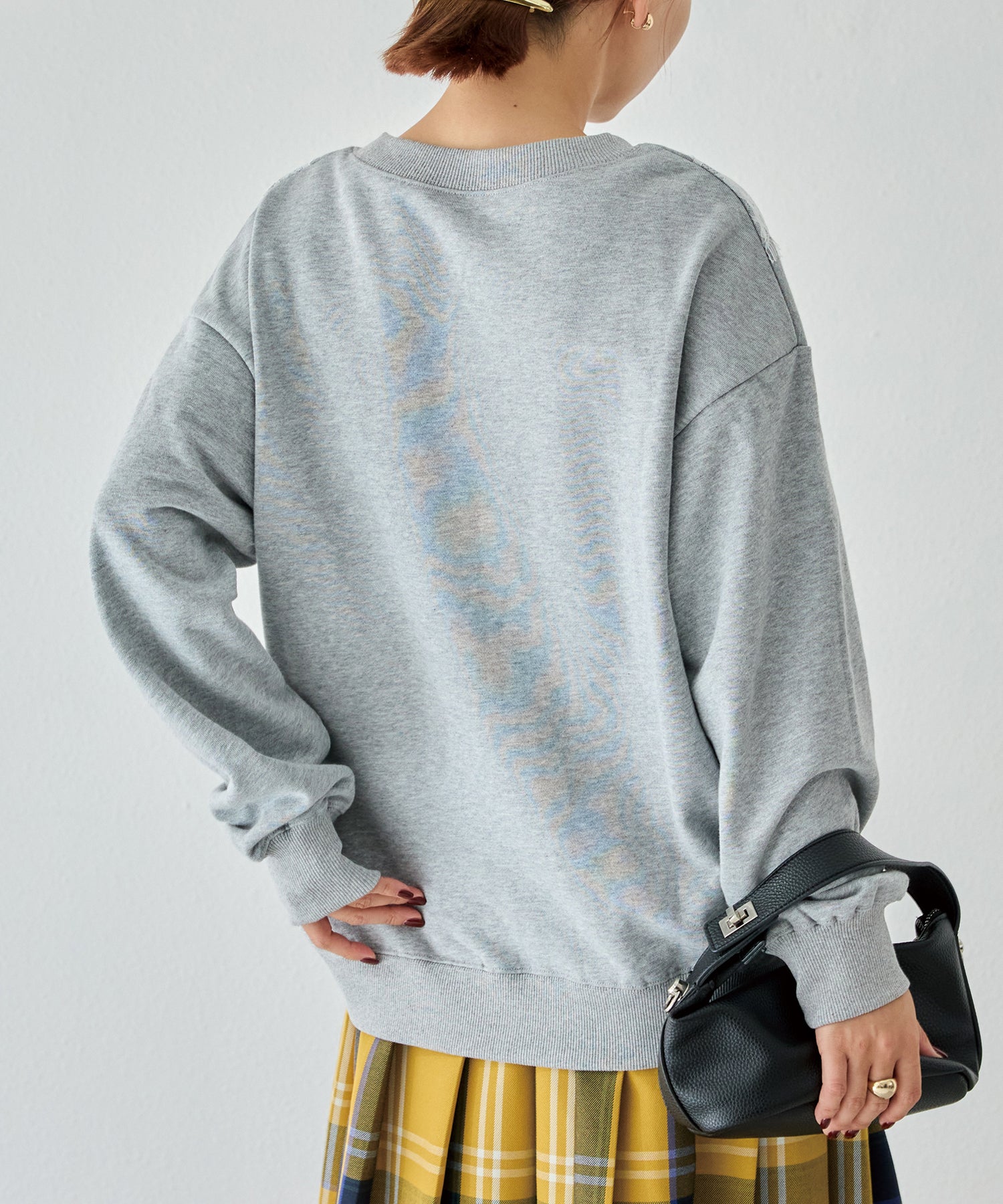 レース配色スウェットプルオーバー