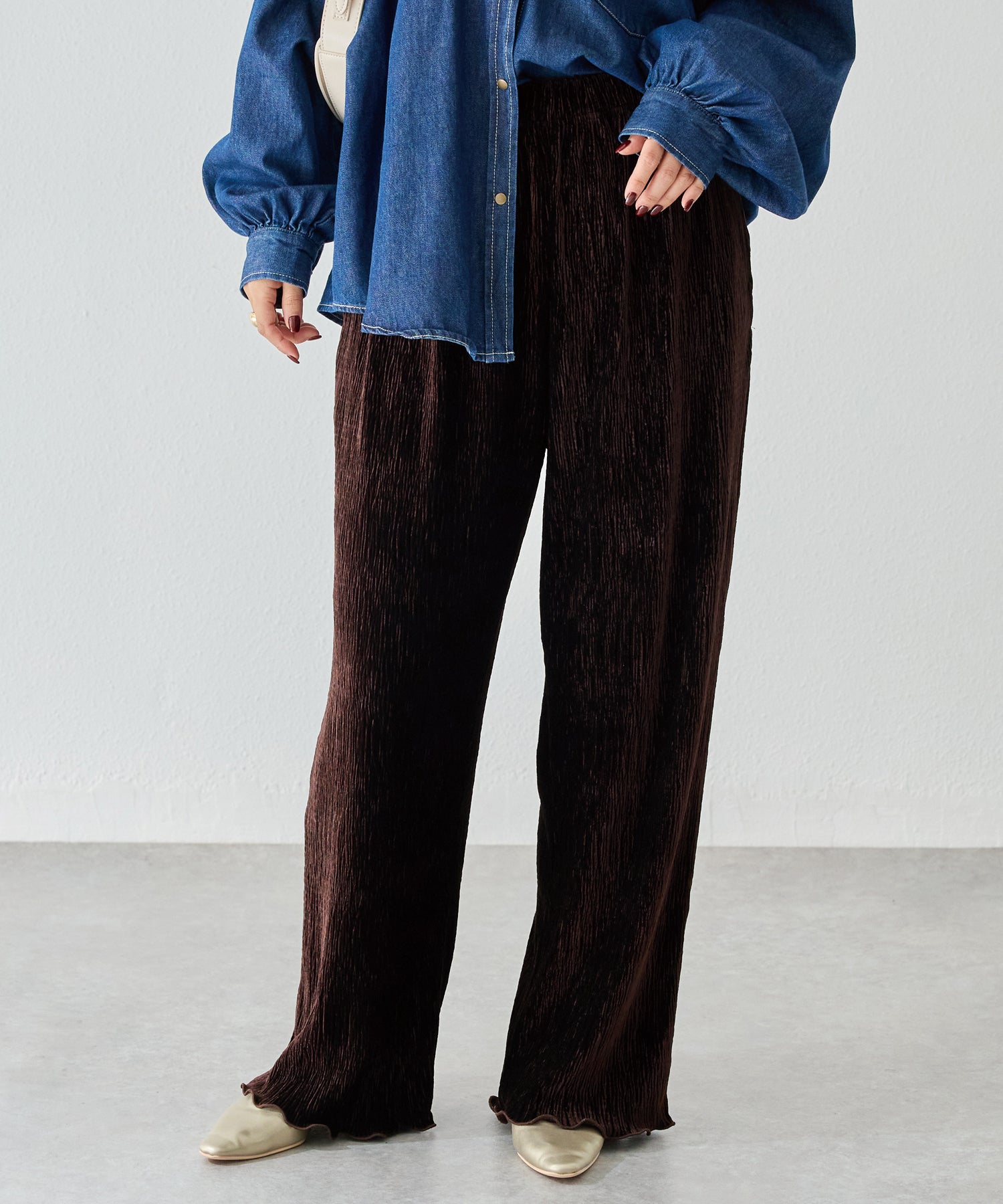 楊柳ベロアイージーパンツ