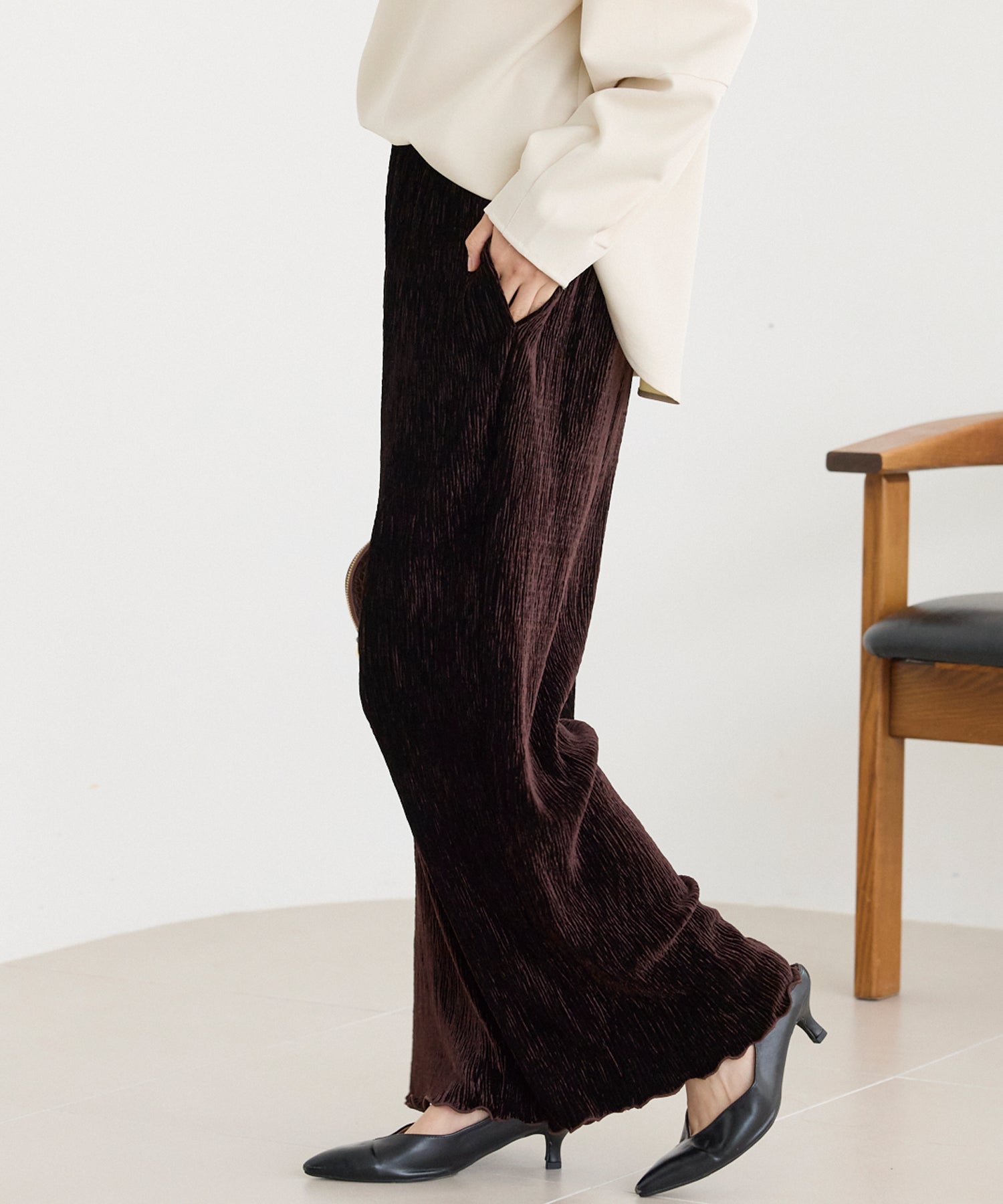 楊柳ベロアイージーパンツ