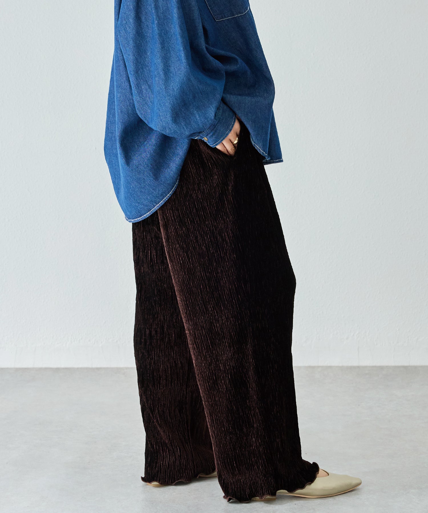 楊柳ベロアイージーパンツ