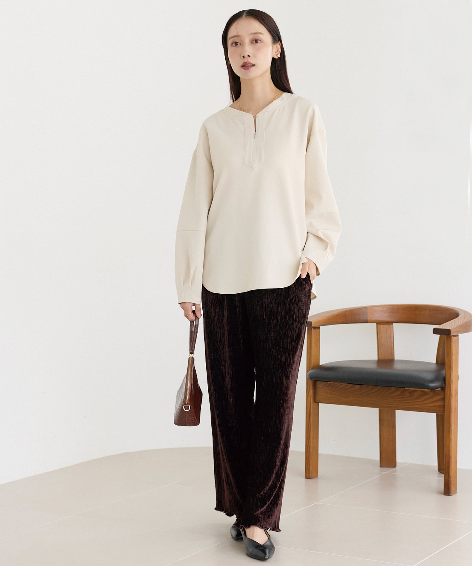 楊柳ベロアイージーパンツ | ラビアンジェ-⼤きいサイズのレディース服