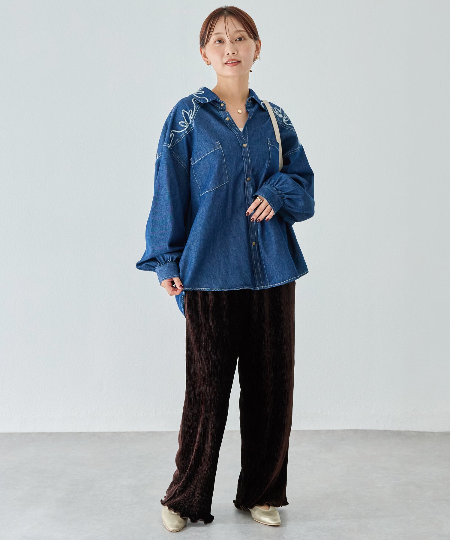 楊柳ベロアイージーパンツ