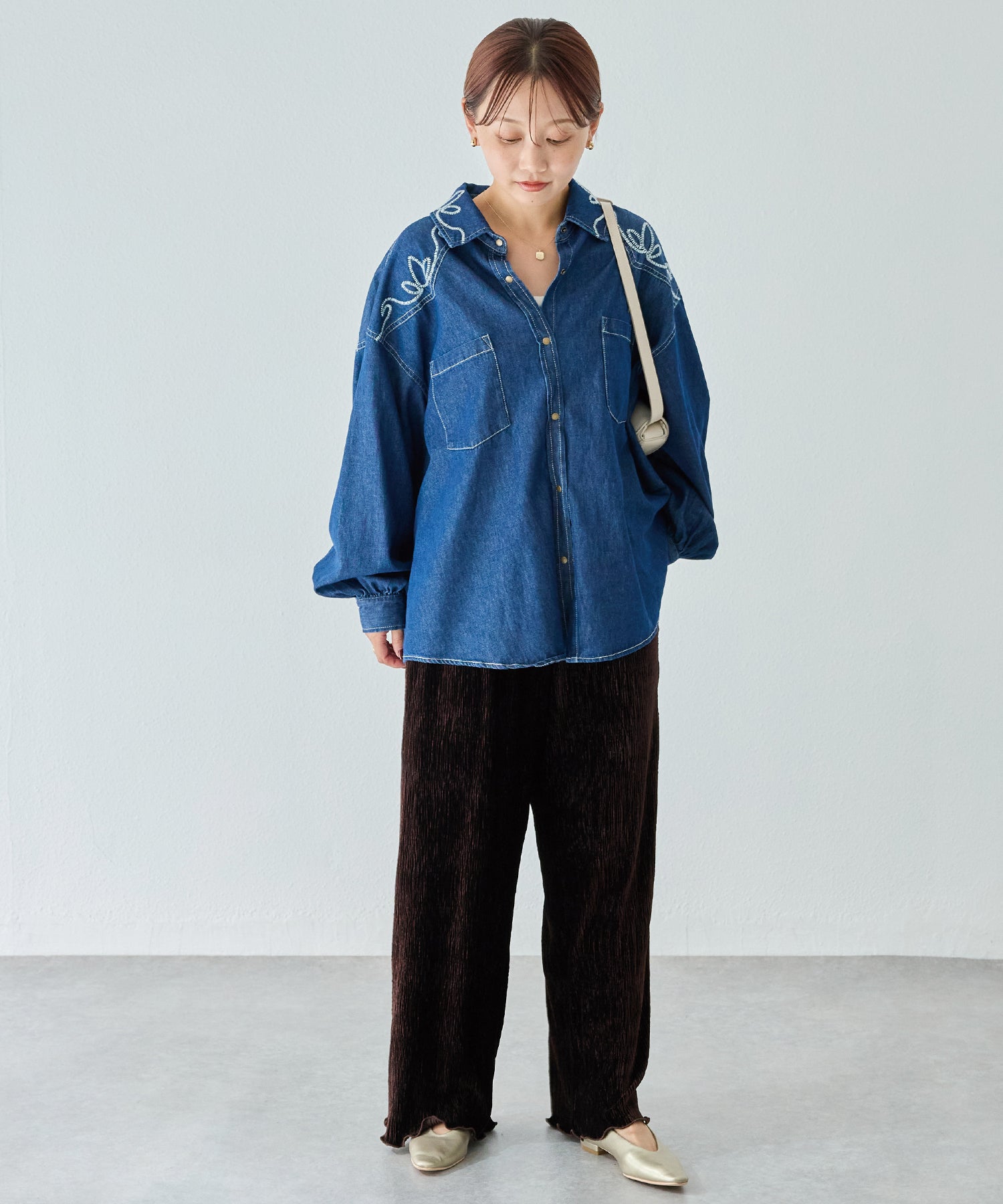 楊柳ベロアイージーパンツ