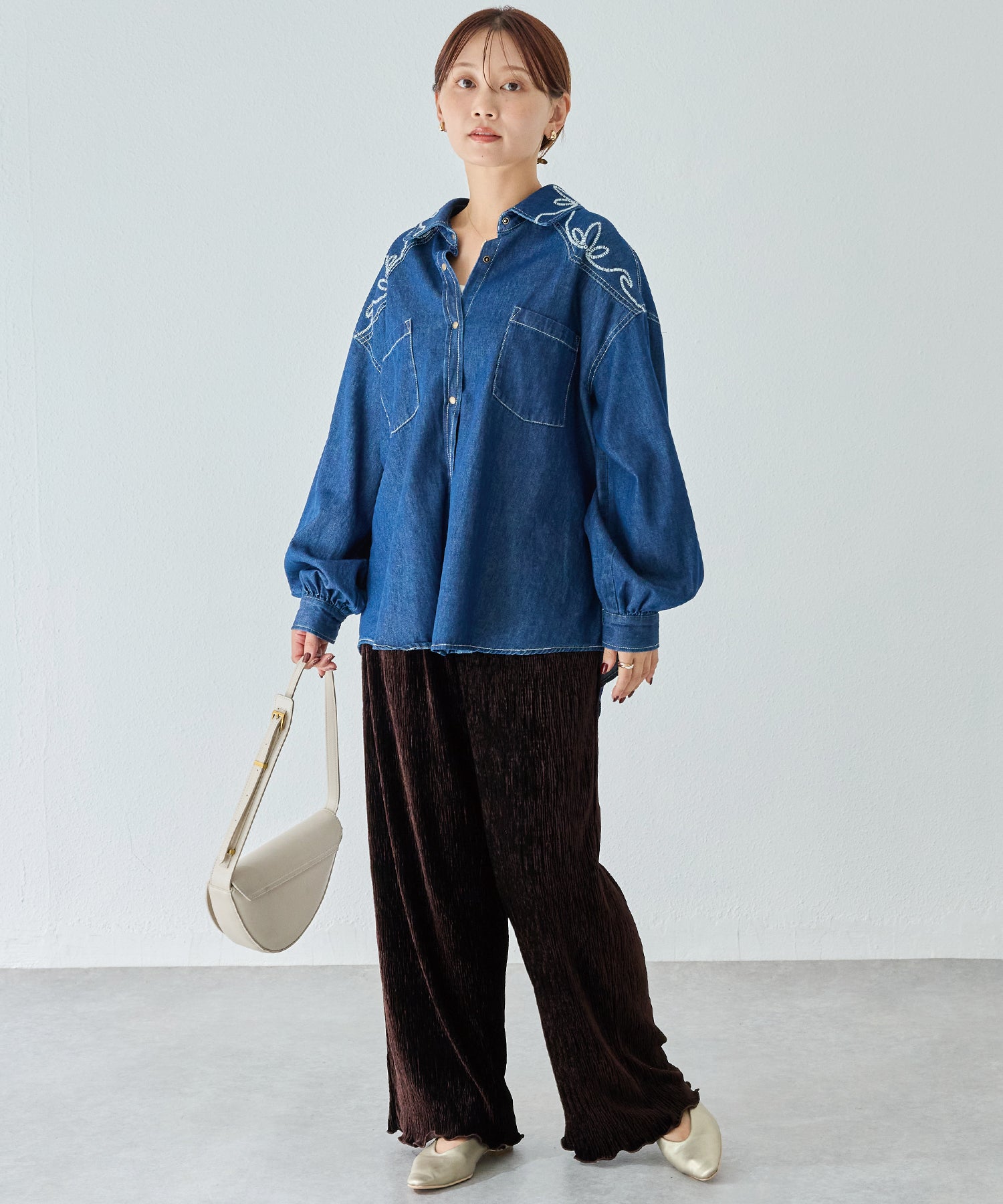 楊柳ベロアイージーパンツ