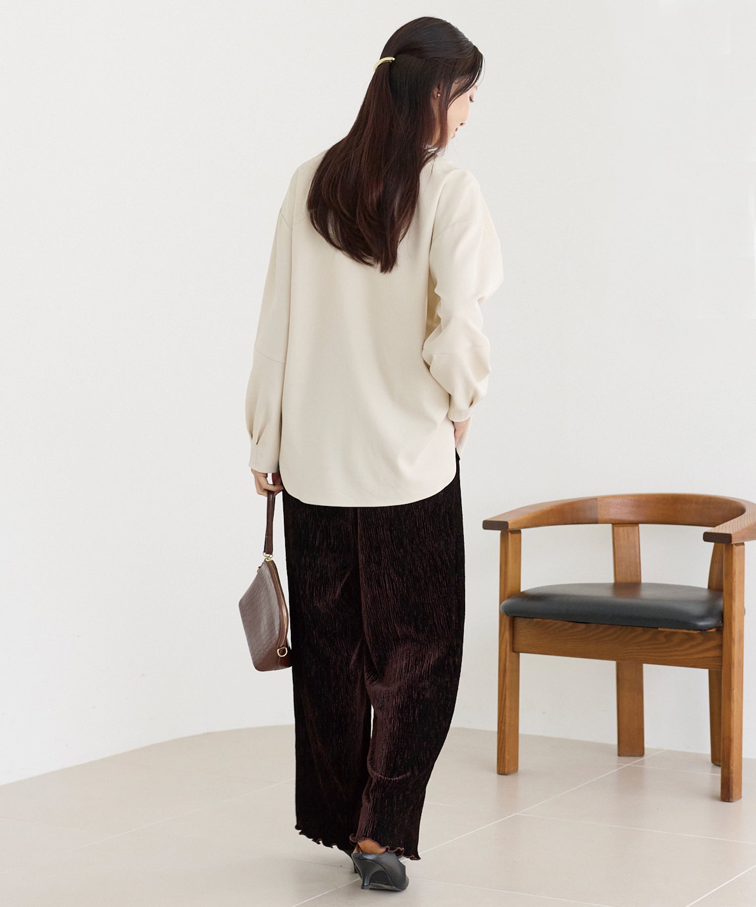 楊柳ベロアイージーパンツ | ラビアンジェ-⼤きいサイズのレディース服