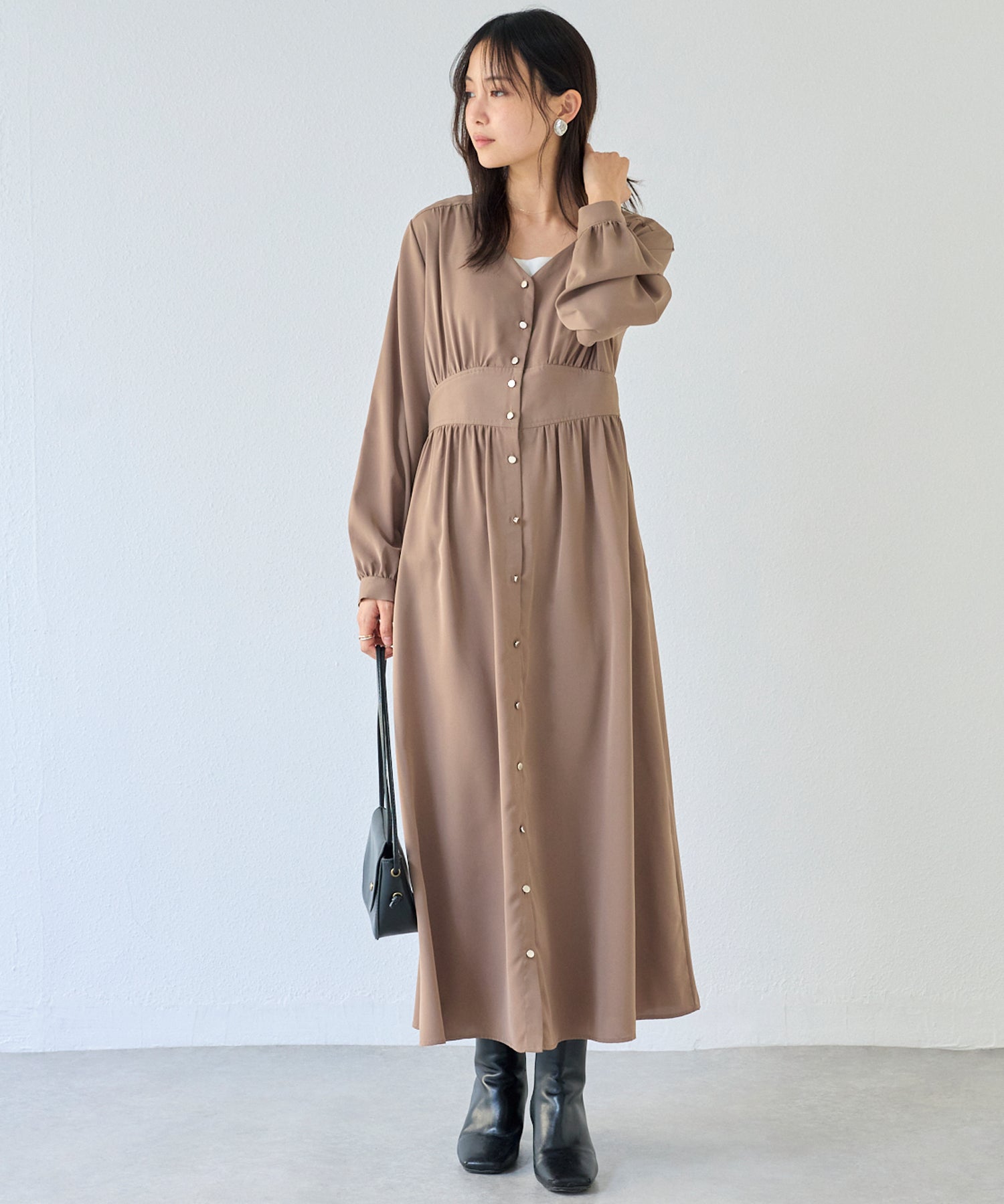 ウエスト切替ワンピース