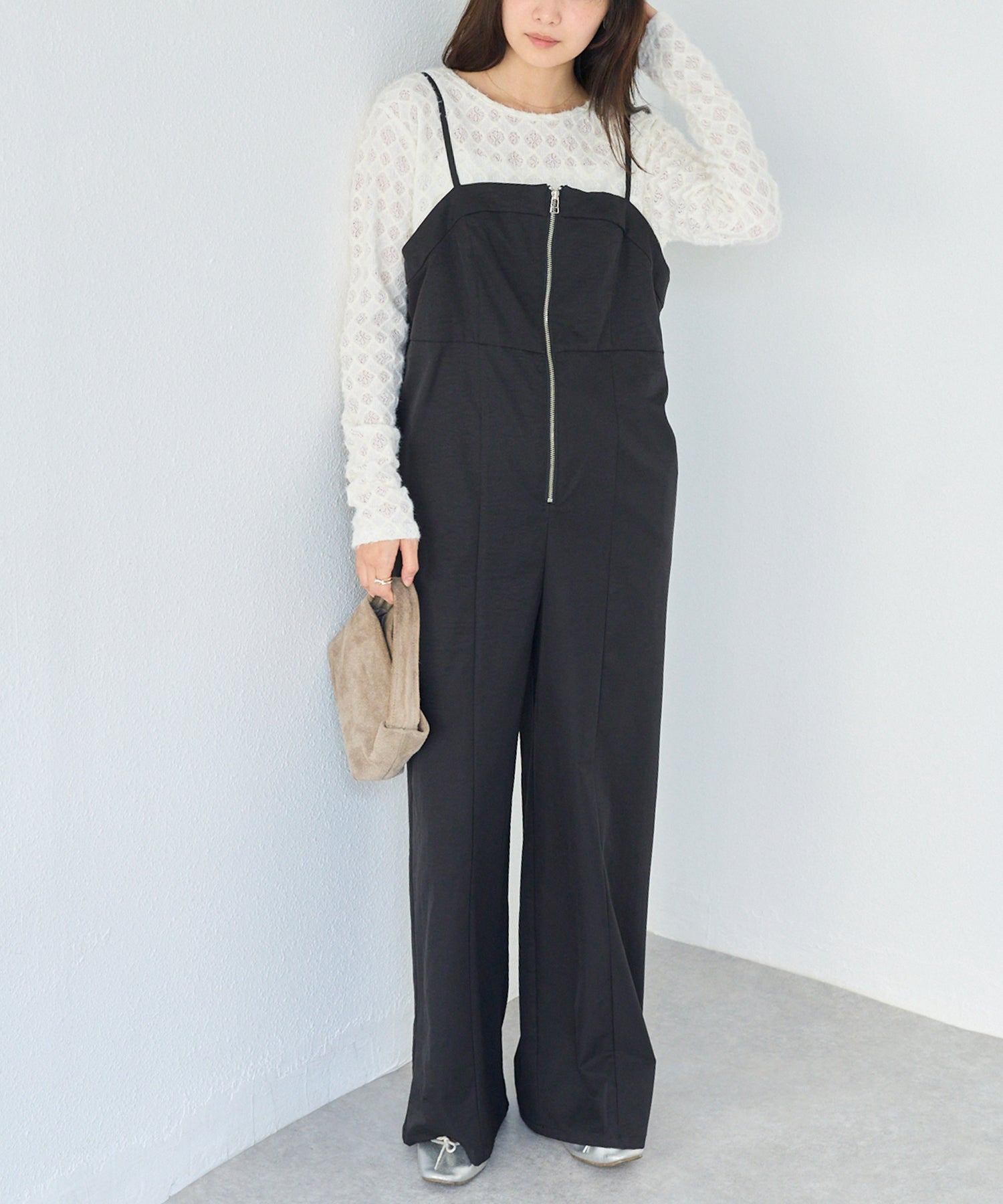 フロントファスナーサロペット