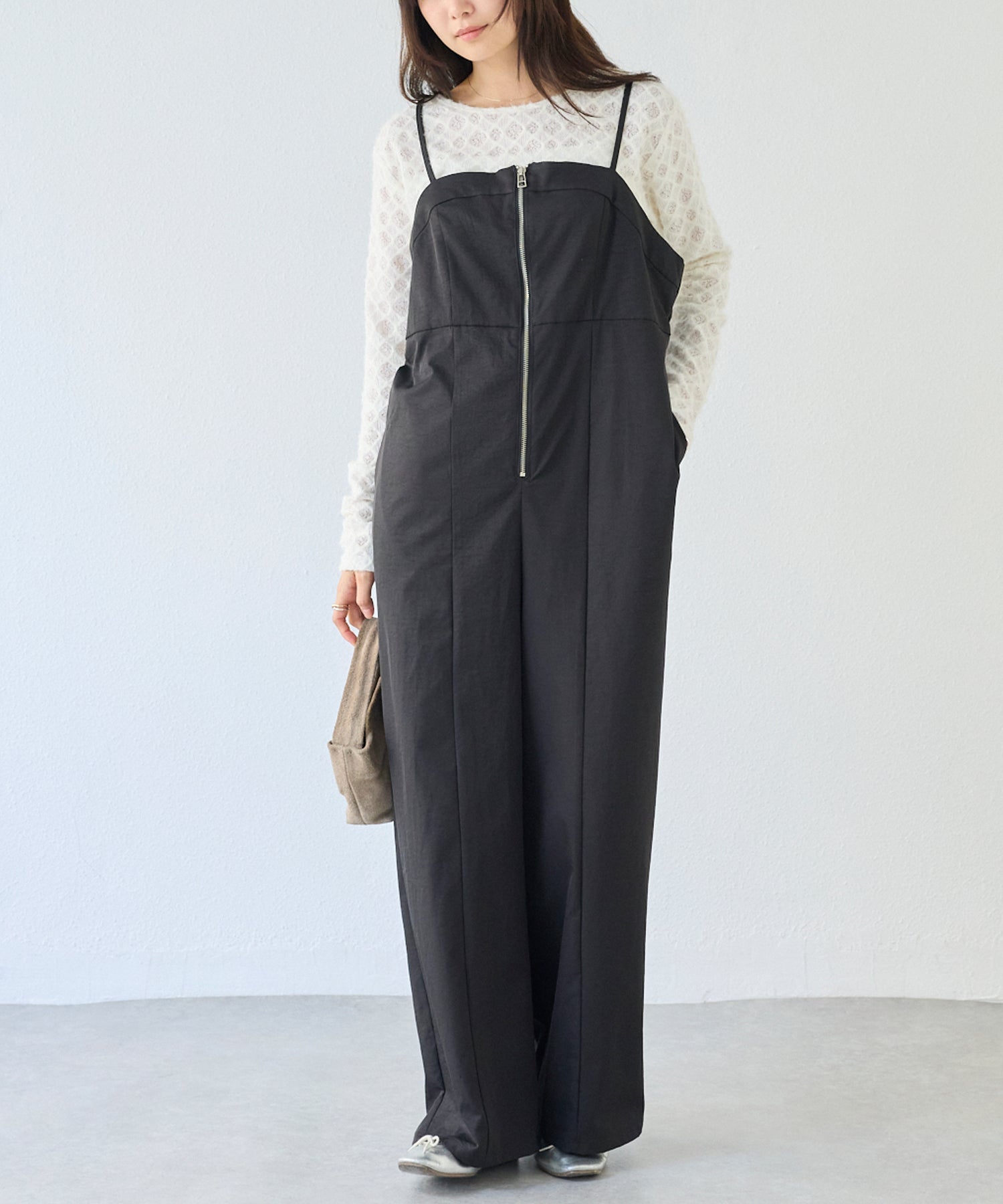 フロントファスナーサロペット