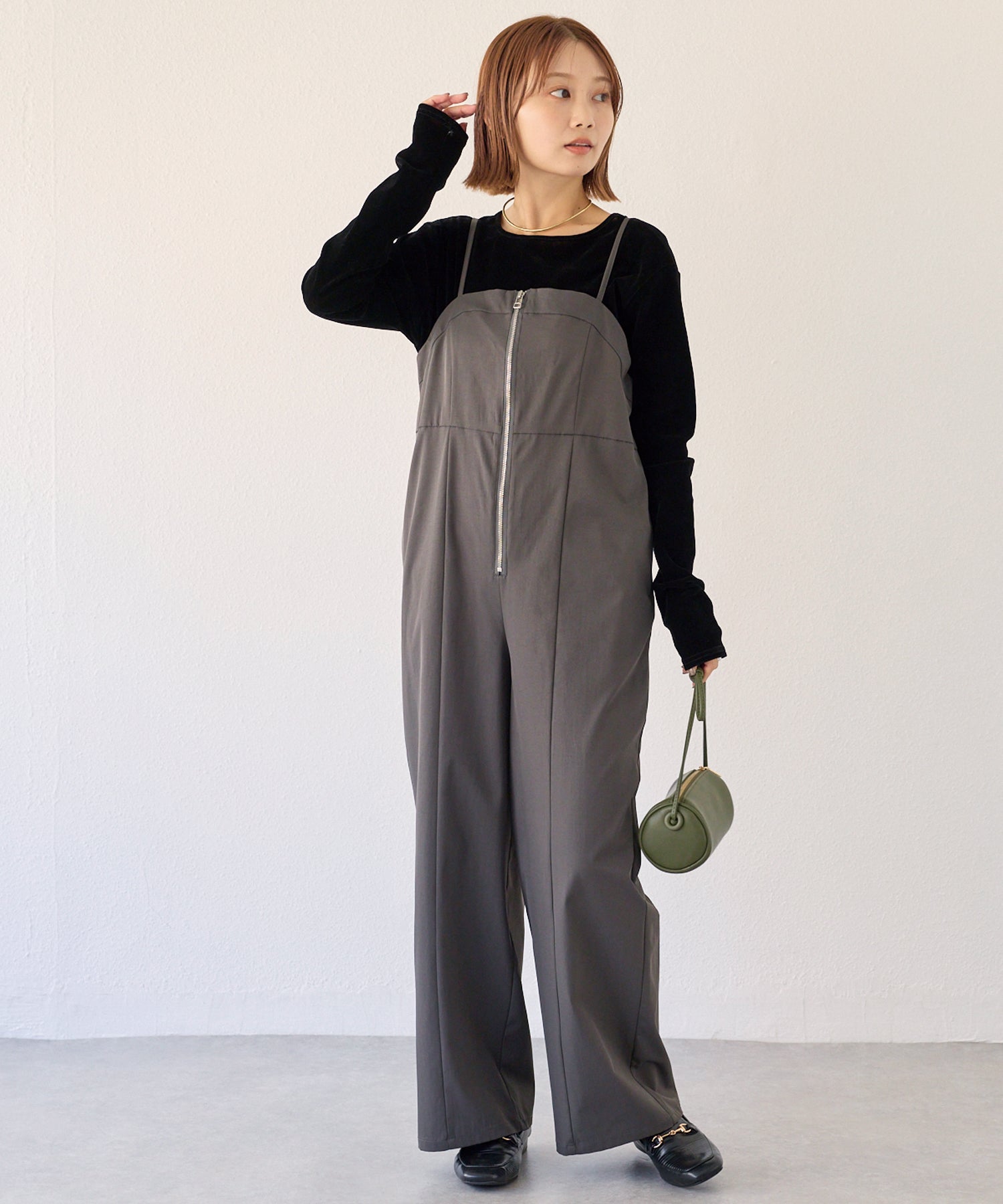 フロントファスナーサロペット