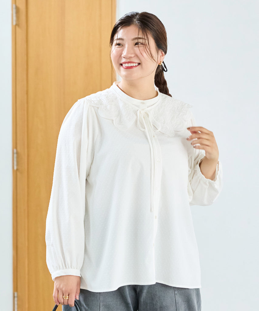 オフホワイト　model:162cm  着用サイズ:3L