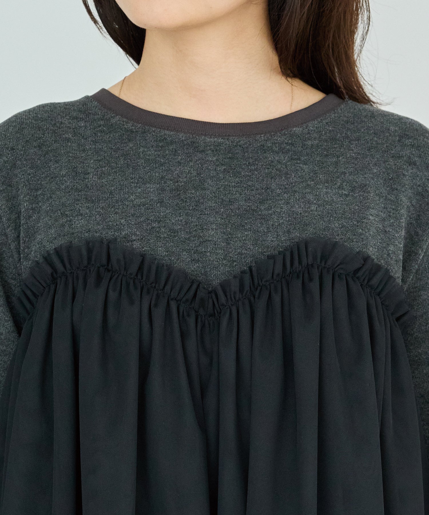 チュール切替ニットライクカットソー