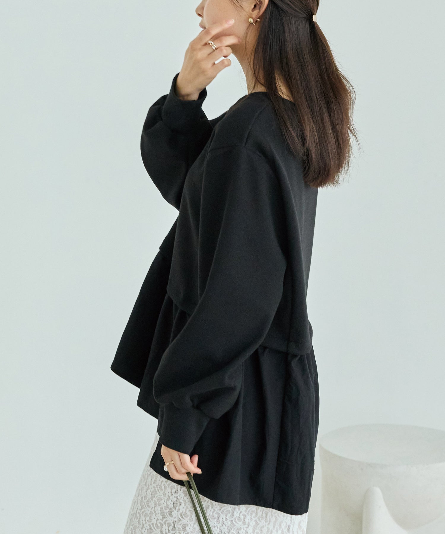 メルトンタッチ異素材ドッキングプルオーバー