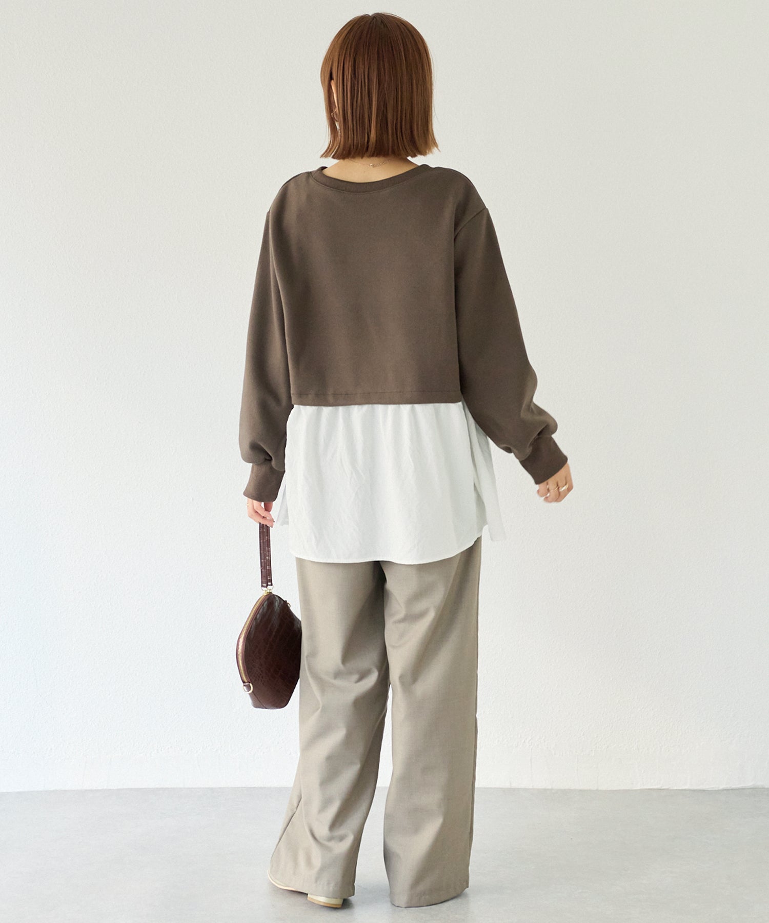 メルトンタッチ異素材ドッキングプルオーバー