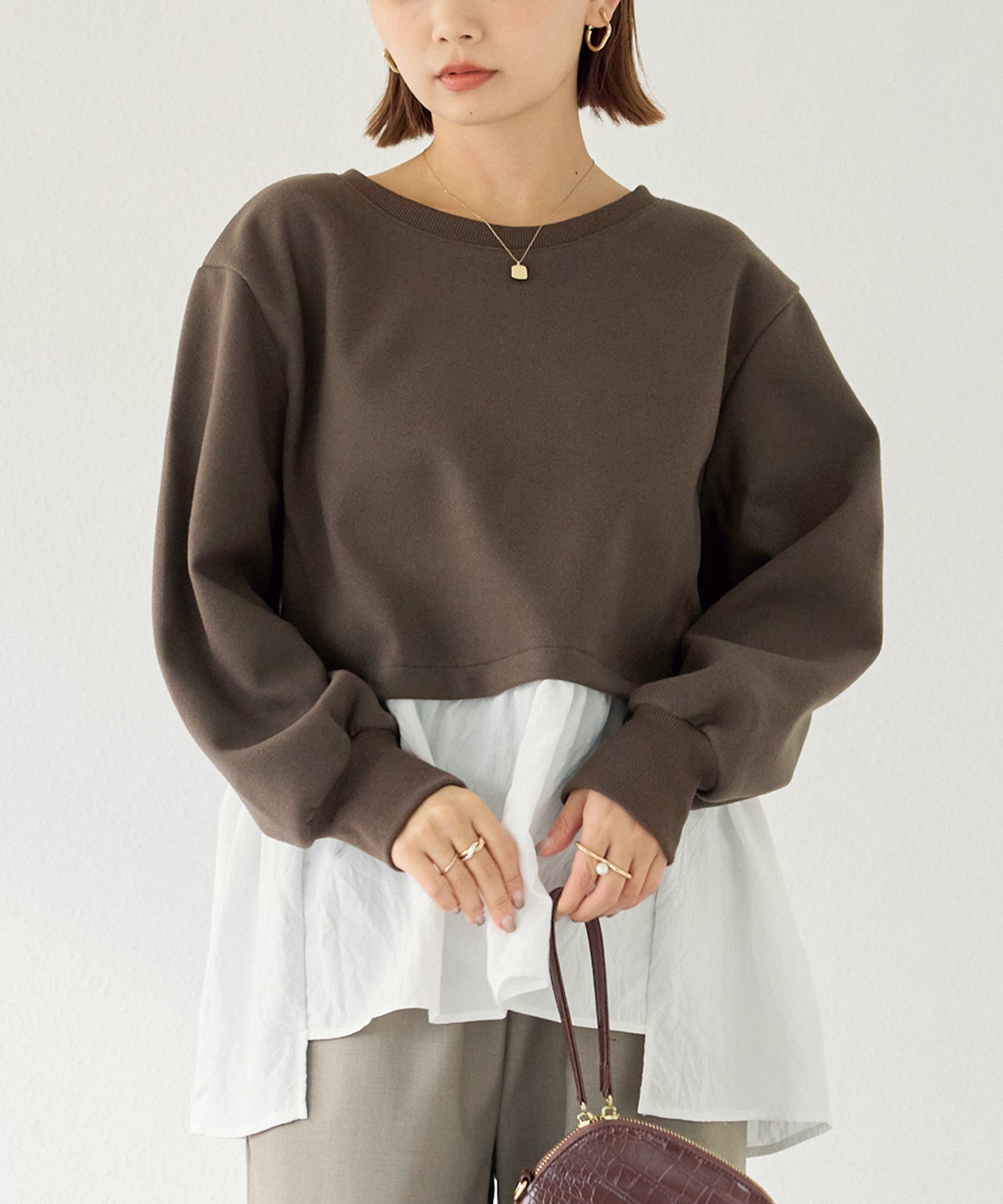 メルトンタッチ異素材ドッキングプルオーバー