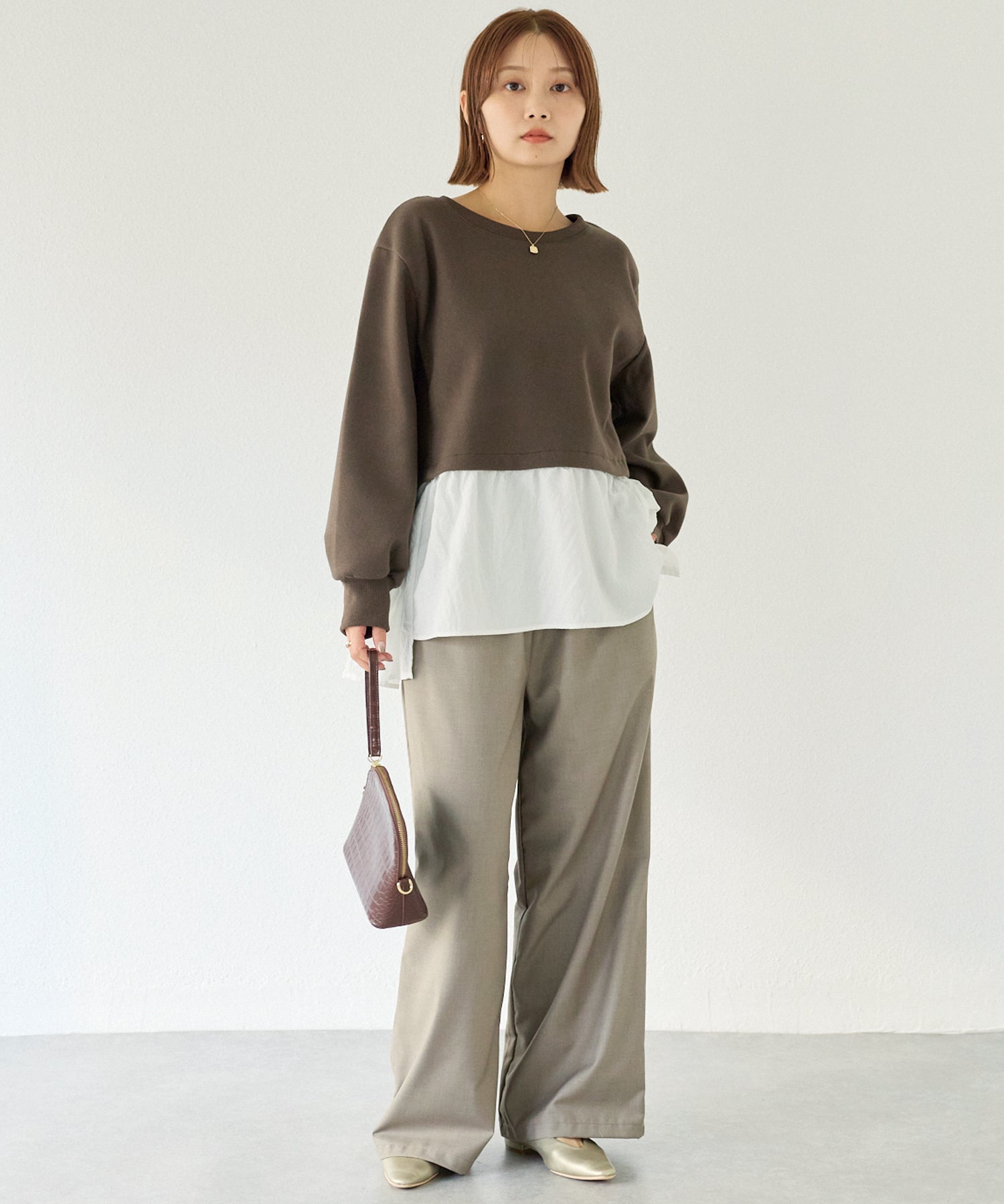 メルトンタッチ異素材ドッキングプルオーバー