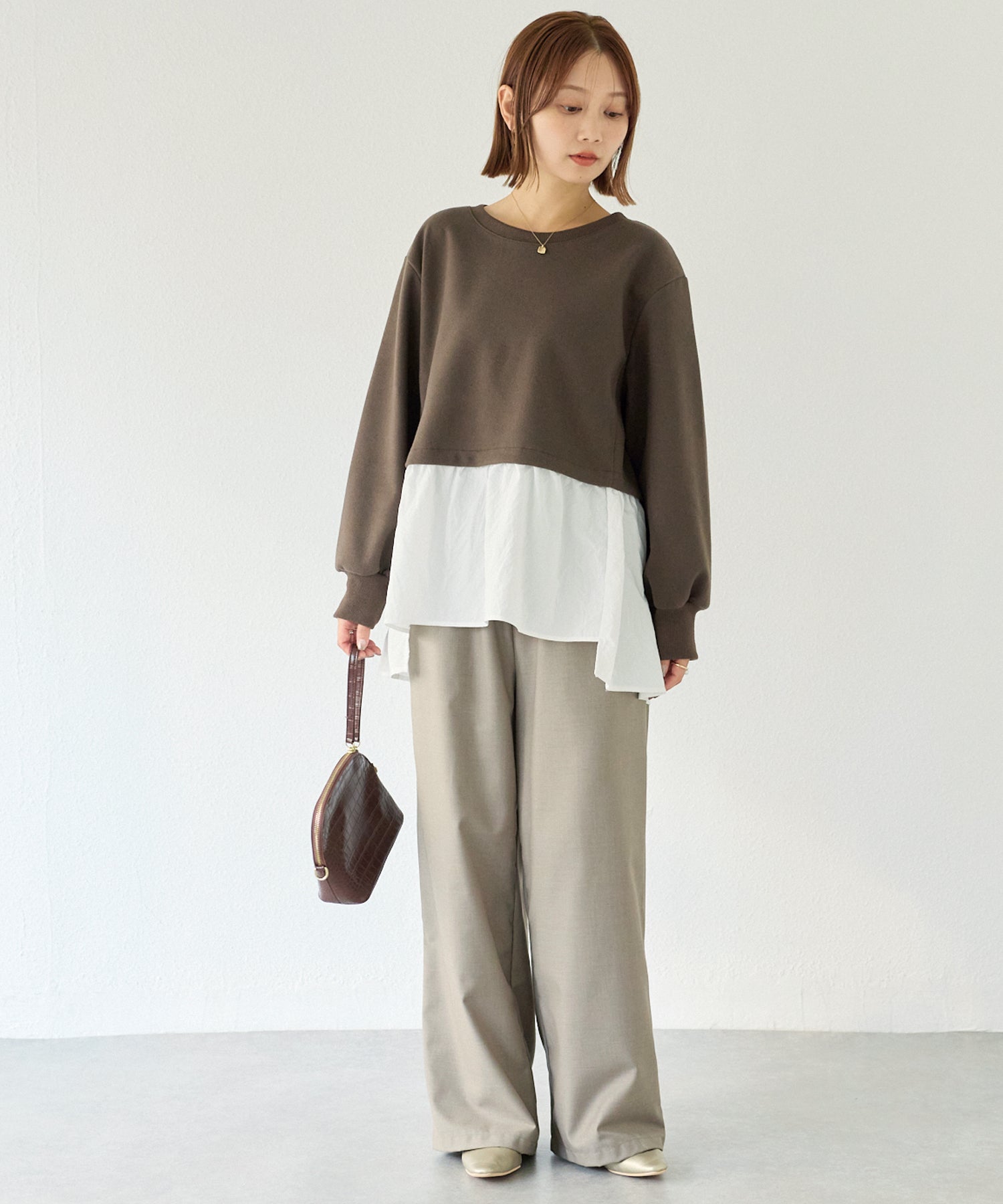 メルトンタッチ異素材ドッキングプルオーバー