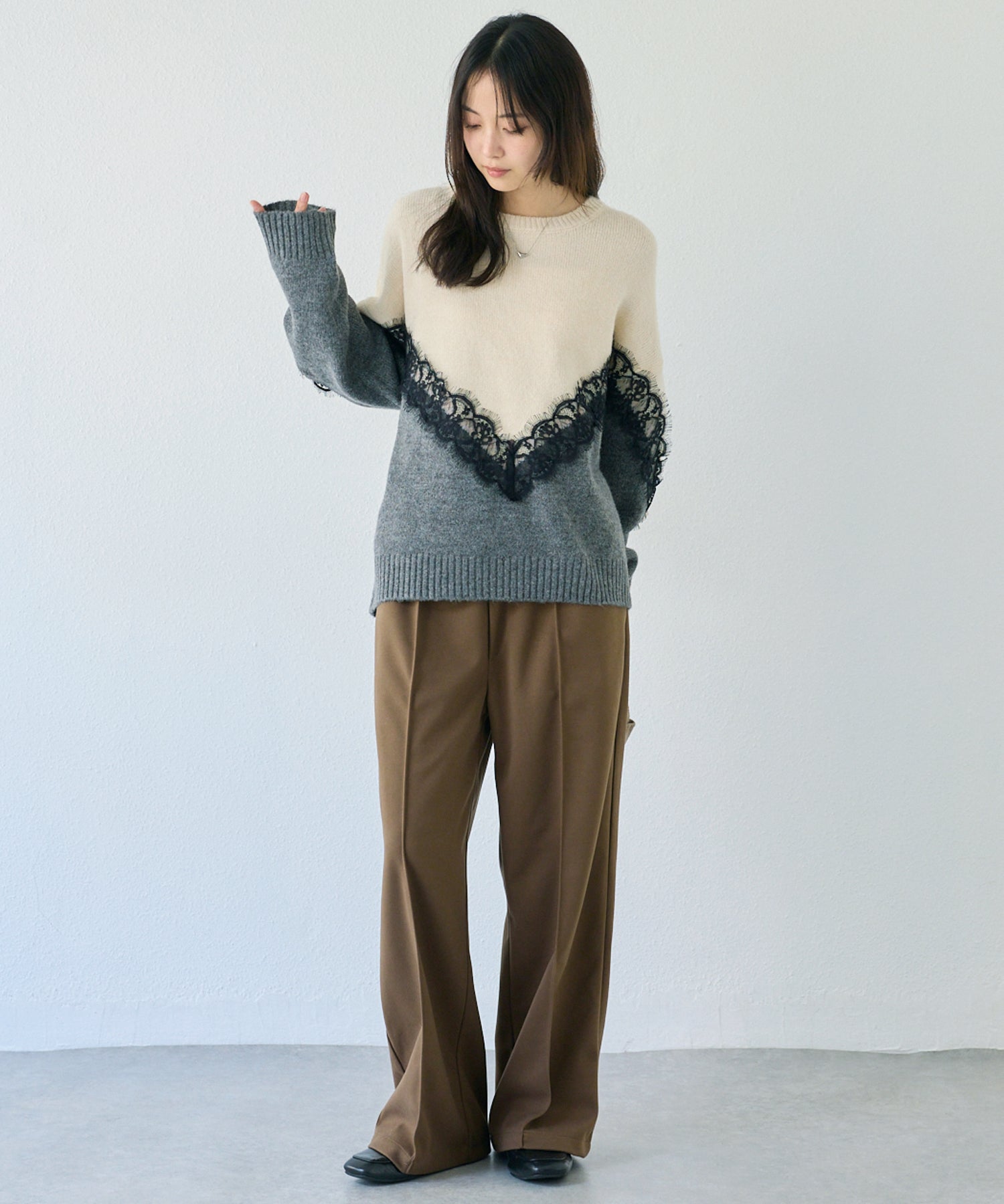 ウールライクカットイージーパンツ