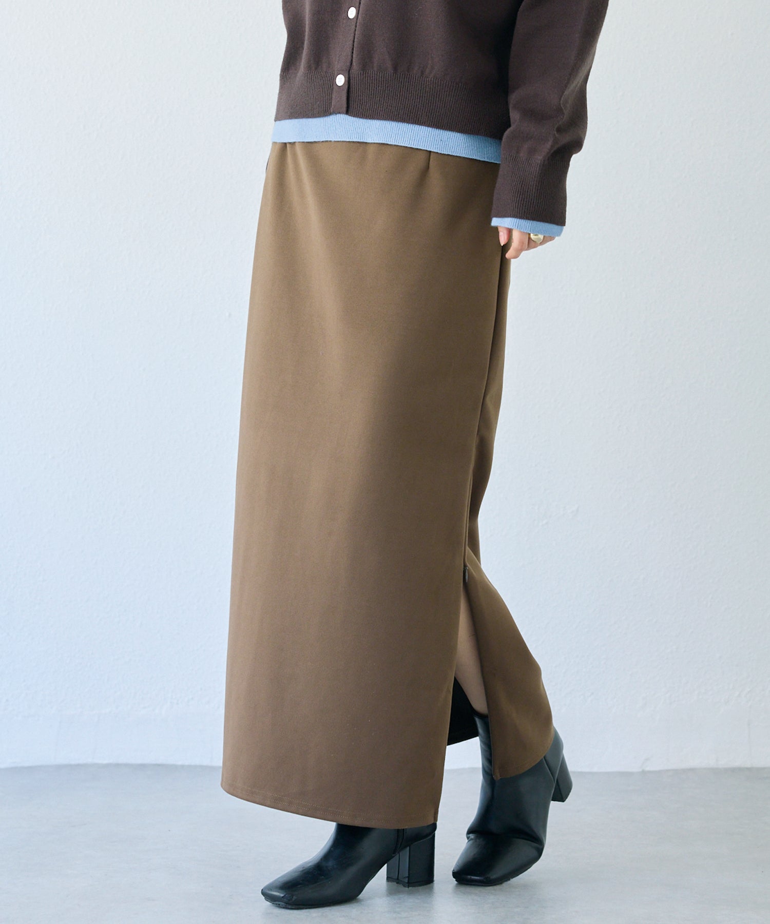 洗える】透かし編み切替ニットワンピース | ラビアンジェ-⼤きいサイズ