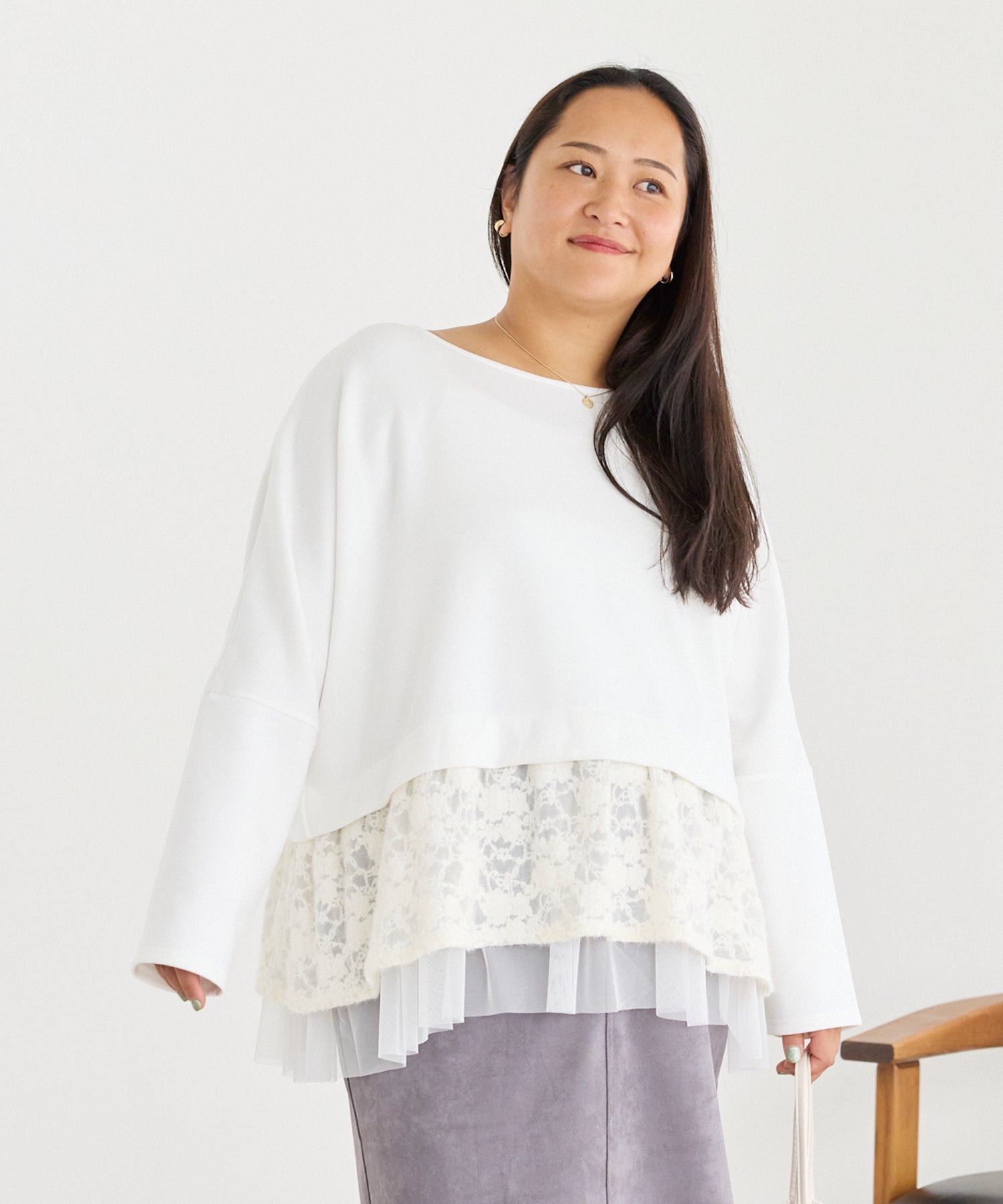 オフホワイト　model:161cm 着用サイズ:3L