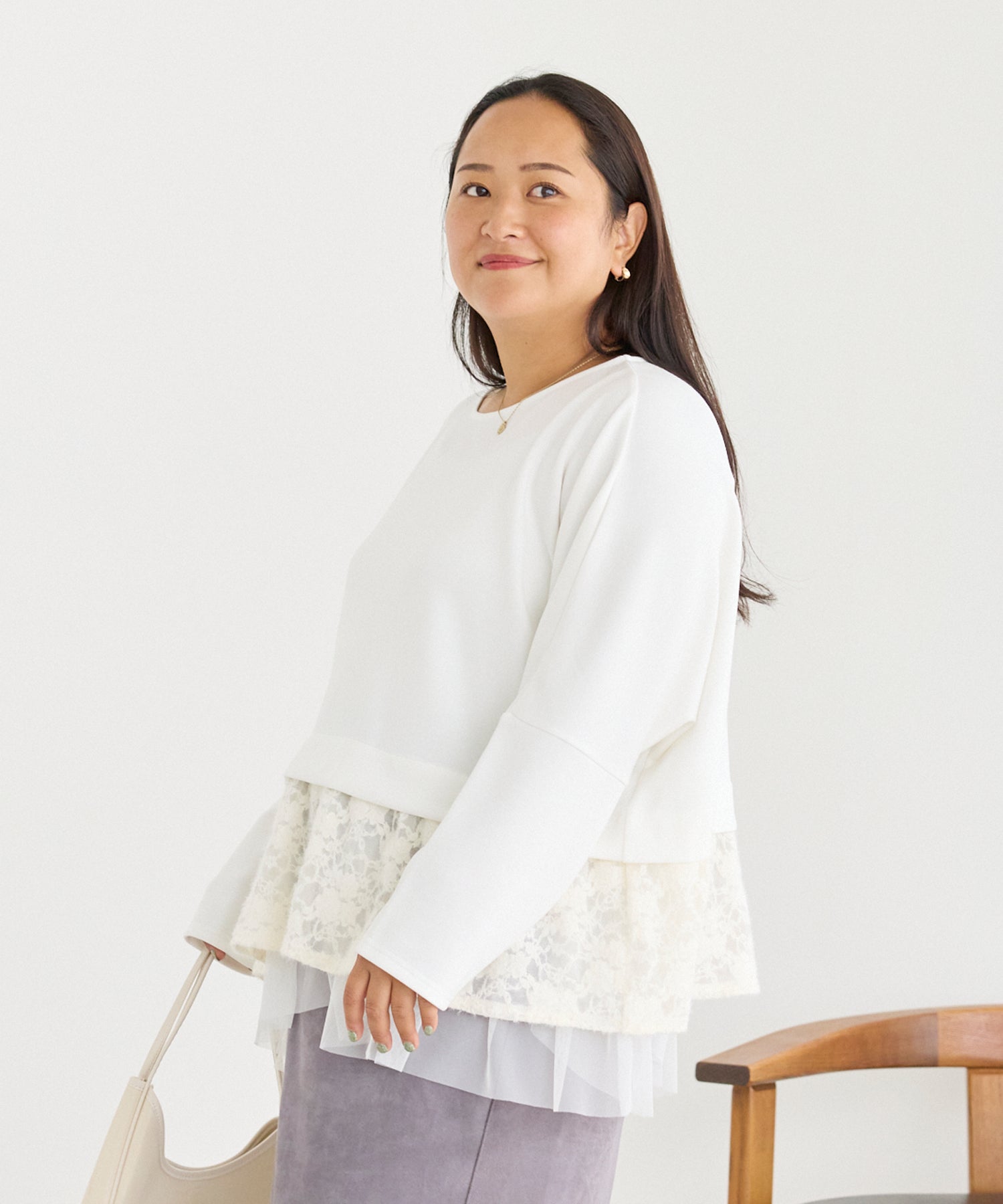 オフホワイト　model:161cm 着用サイズ:3L