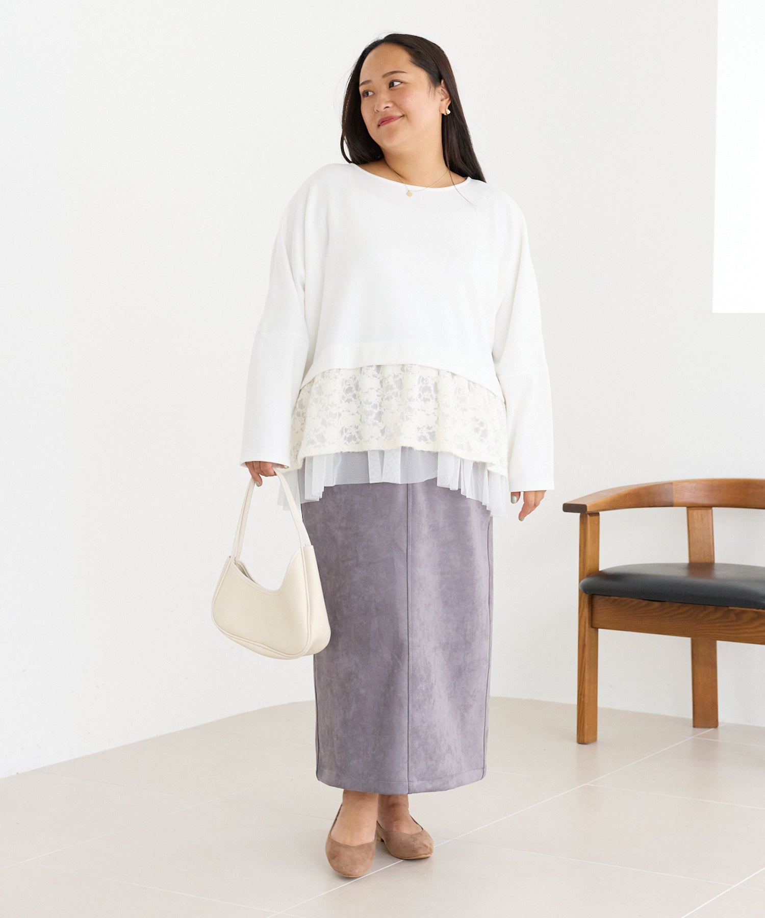 オフホワイト　model:161cm 着用サイズ:3L