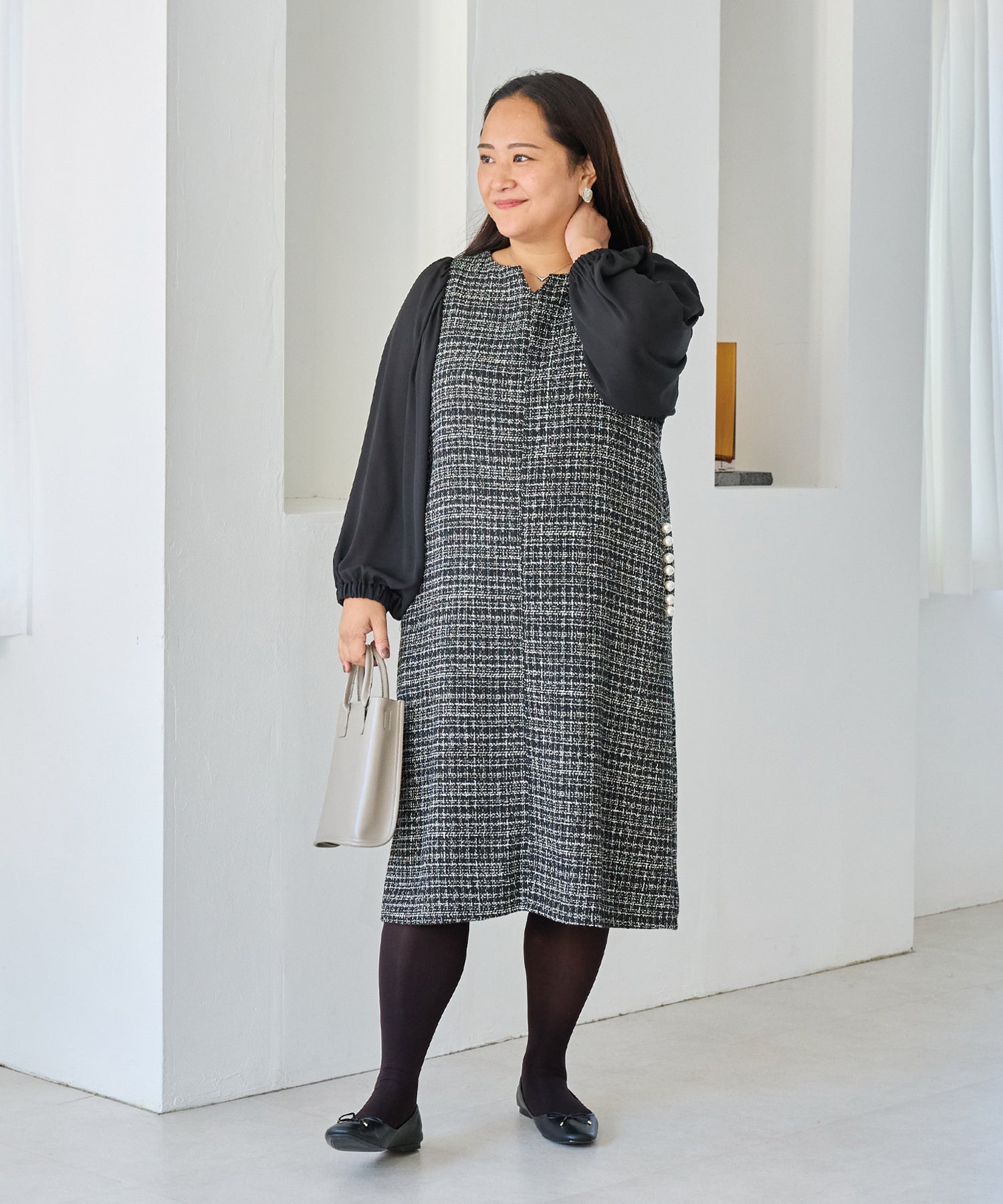 チャコールグレー　model:161cm 着用サイズ:3L