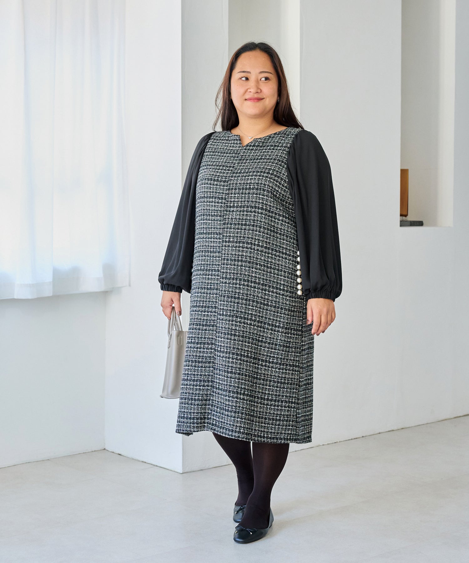 チャコールグレー　model:161cm 着用サイズ:3L