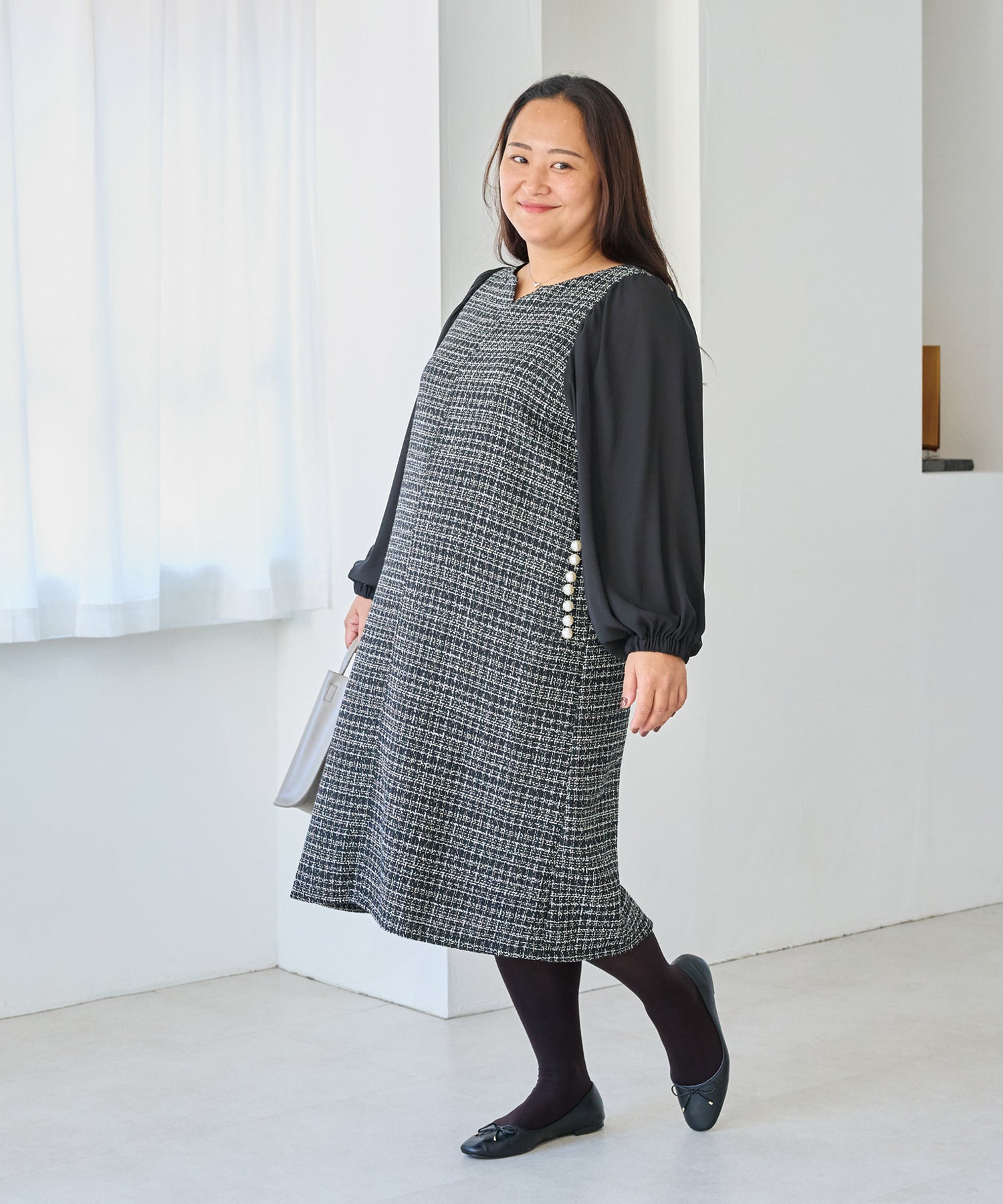 チャコールグレー　model:161cm 着用サイズ:3L