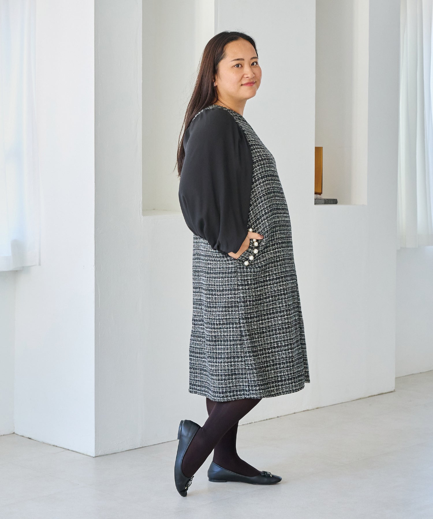 チャコールグレー　model:161cm 着用サイズ:3L