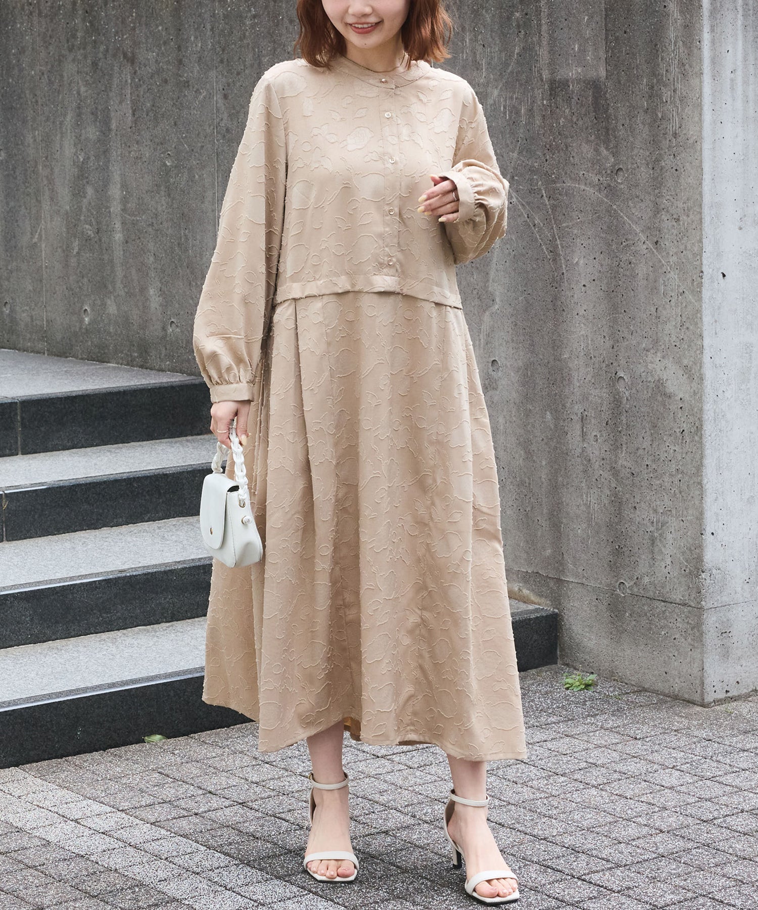 ジャガードタックワンピース | ラビアンジェ-⼤きいサイズのレディース服