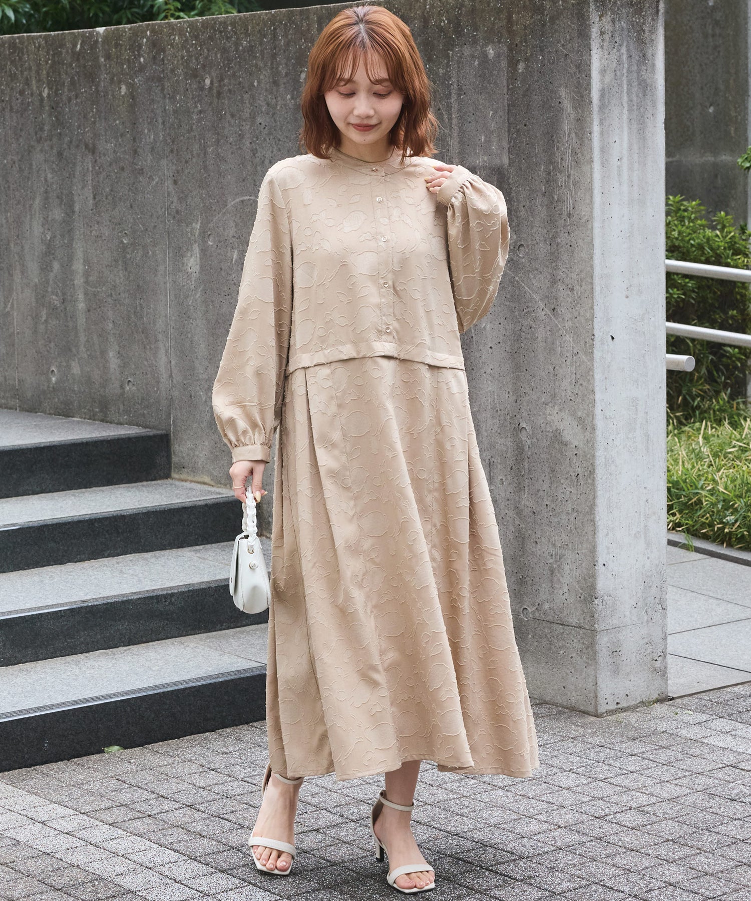 ジャガードタックワンピース | ラビアンジェ-⼤きいサイズのレディース服