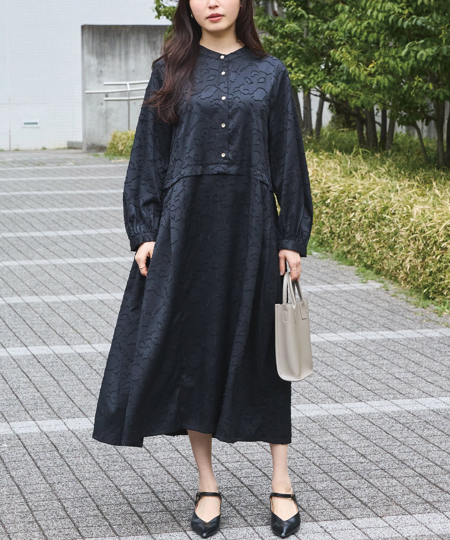 ジャガードタックワンピース | ラビアンジェ-⼤きいサイズのレディース服