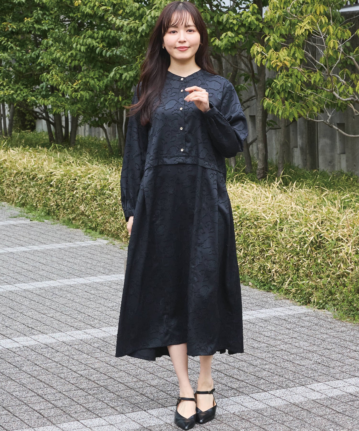 ジャガードタックワンピース | ラビアンジェ-⼤きいサイズのレディース服