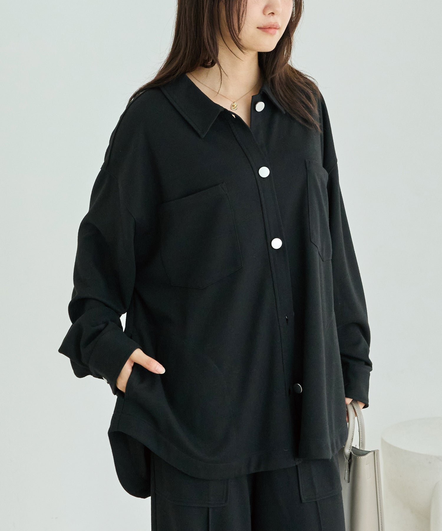 起毛カットソーシャツブルゾン