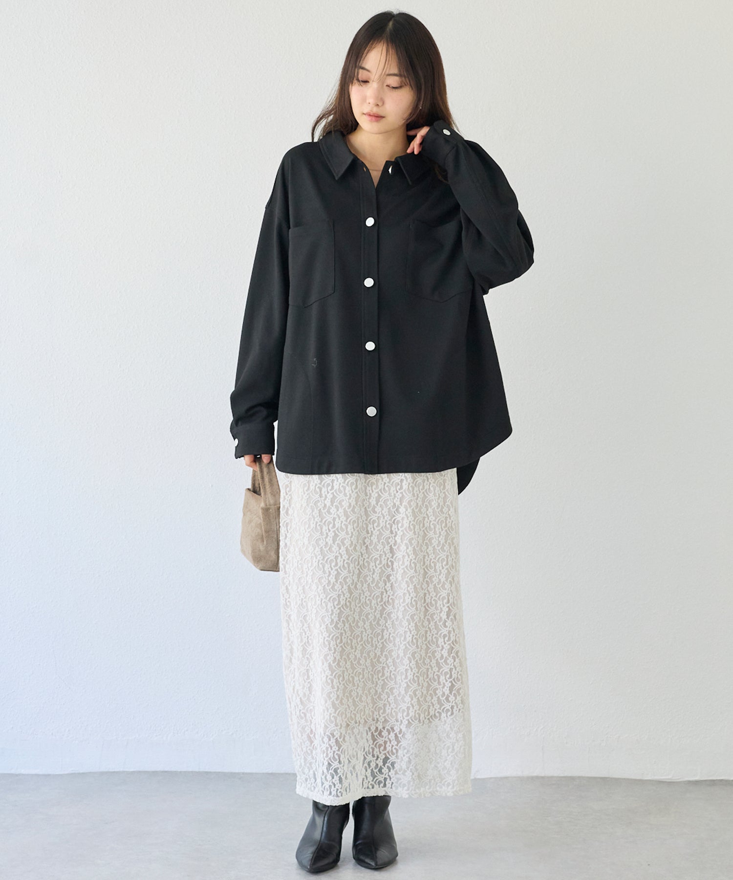 起毛カットソーシャツブルゾン