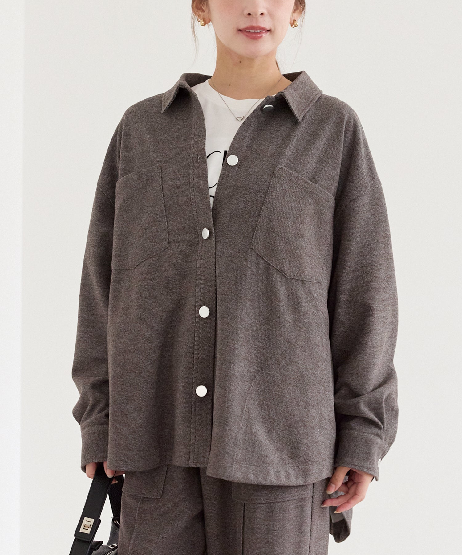 起毛カットソーシャツブルゾン