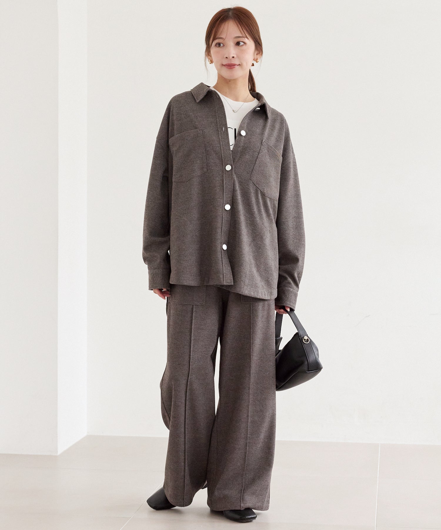 起毛カットソーシャツブルゾン