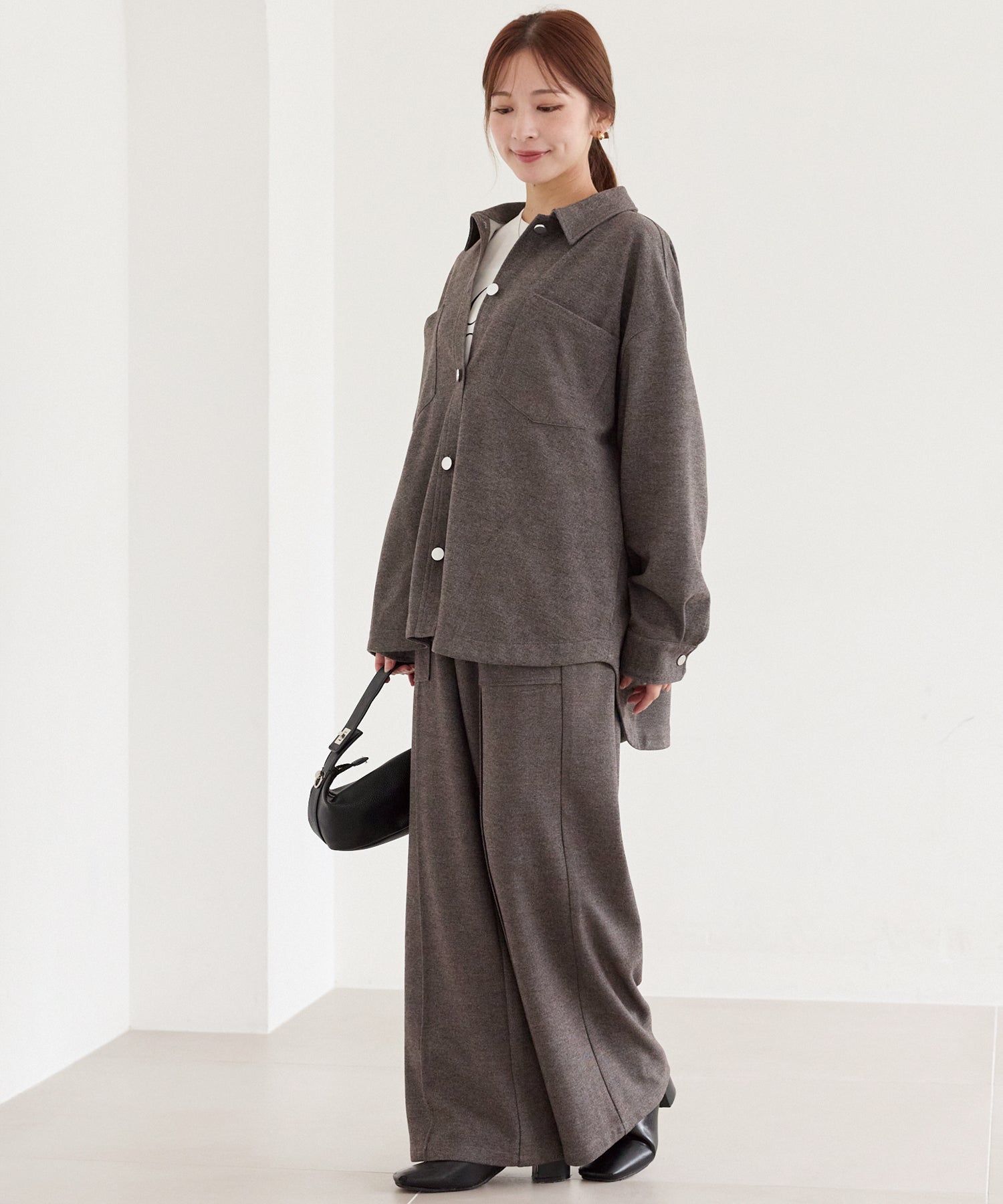 起毛カットソーイージーパンツ