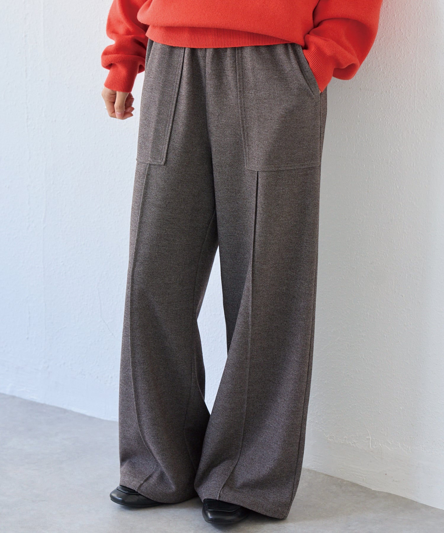 起毛カットソーイージーパンツ