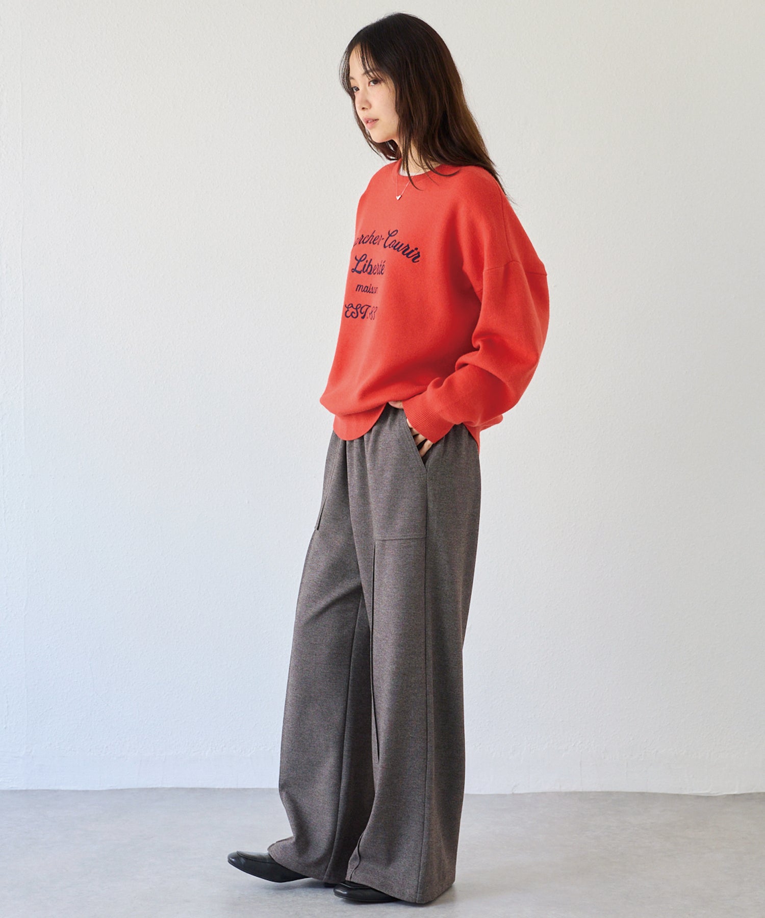 起毛カットソーイージーパンツ