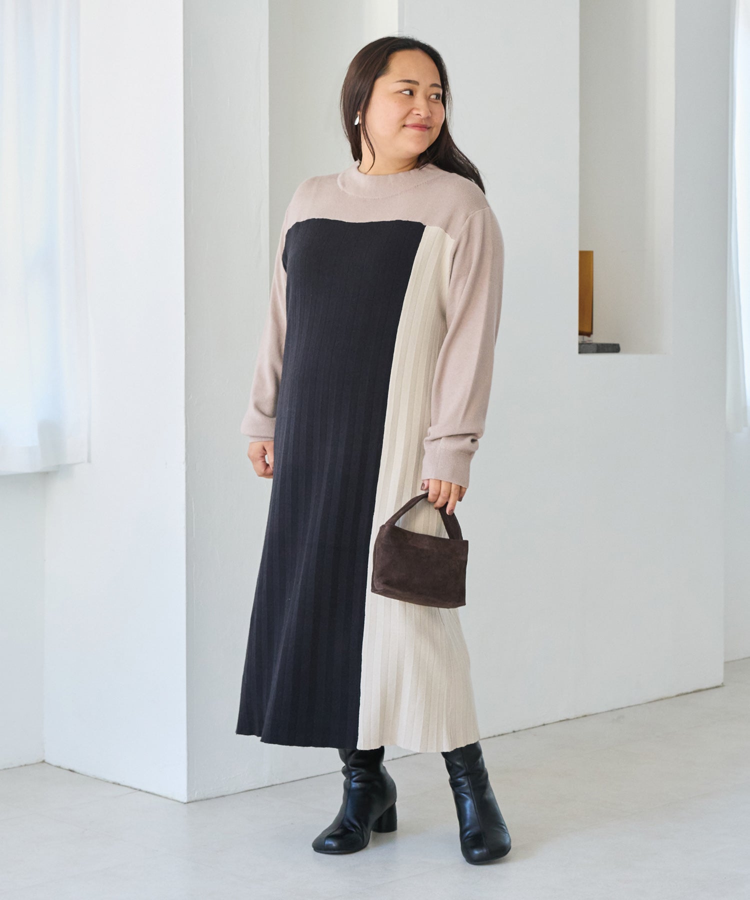 ベージュ　model:161cm 着用サイズ:3L