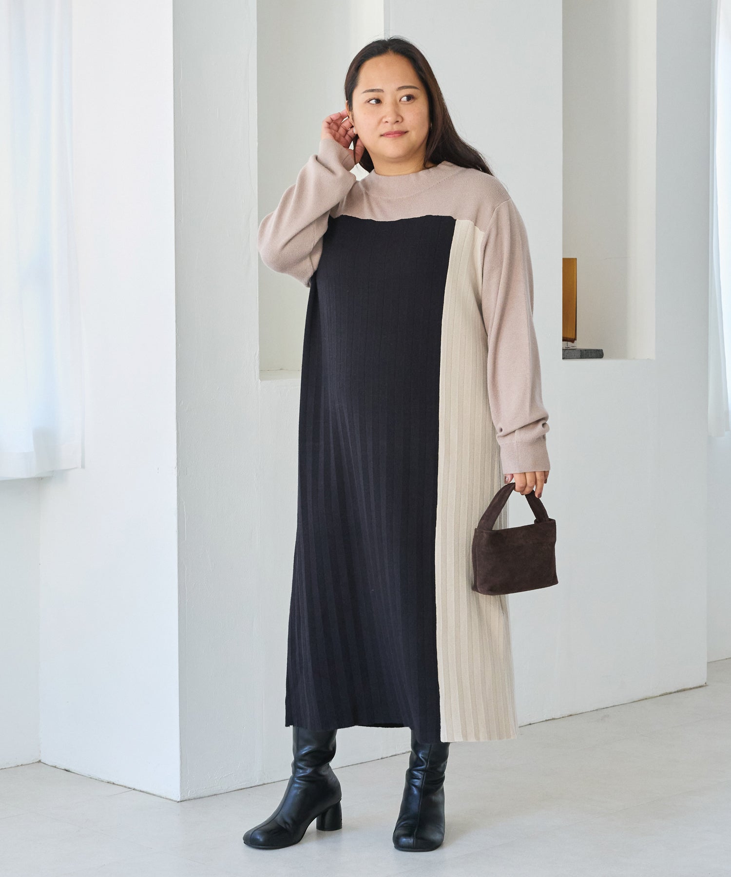 ベージュ　model:161cm 着用サイズ:3L